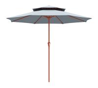 Outsunny 2.7 m Garden Parasol with Double Top Outdoor Market Table Umbrella with Crank System, Light Grey