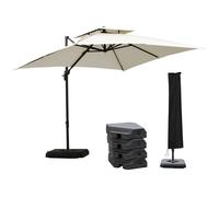 Outsunny 360 Rotation Roma Cantilever Parasol - Beige, Cream