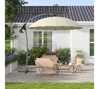 Outsunny 2.7m Cantilever Parasol with Cross Base, Crank Handle, 16 Ribs, Beige - Beige - 276cmx276cmx265cm