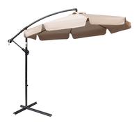 Outsunny 2.7m Garden Banana Parasol Cantilever Umbrella with Crank Handle and Cross Base for Outdoor, Hanging Sun Shade, Light Brown