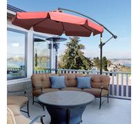 OUTSUNNY 2.7m Garden Cantilever Banana Parasol Sun Shade with Crank in Red Outsunny Red