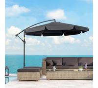 OUTSUNNY 2.7m Garden Cantilever Banana Parasol Sun Shade with Crank in Black Outsunny Black