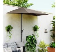 OUTSUNNY 2.7m Half Round Parasol Umbrella Balcony Sun Shade Metal Polyester in Brown Outsunny Brown