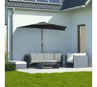 Outsunny 2.7m Balcony Half Parasol 5 Steel Ribs - Black, Black