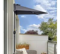 Outsunny 2.7m Metal Frame Garden Furniture Parasol Half Round Umbrella - Grey - 269cm x 138cm x 236cm