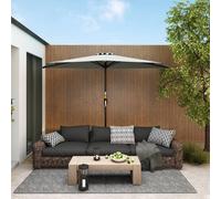 Outsunny 2.7M Garden Half Parasol, Outdoor Patio Umbrella With 5 Steel Ribs In Light Grey Light Grey