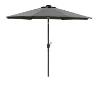 Outsunny 2.7m Garden Parasol Summer Shelter w/ LED Solar Light Crank Tilt Grey | TJ Hughes