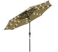 Outsunny 2.7m Patio Garden Umbrella Outdoor Parasol Outdoor Market Table Umbrella with Tilt Crank and 24 LEDs Lights (Brown) Brown