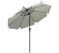 Outsunny 2.7m Patio Parasol Garden Umbrellas Outdoor Sun Shade Table Umbrella with Tilt, Crank, 8 Ribs, Ruffles, White White