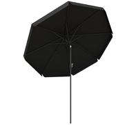 Outsunny 2.7m Patio Umbrella Garden Parasol with Crank, Ruffles, 8 Ribs, Black