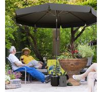 Outsunny 2.7m Patio Parasol Garden Umbrellas Outdoor Sun Shade Table Umbrella with Tilt, Crank, 8 Ribs, Ruffles, Black, Black