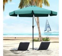 Outsunny 2.7M Patio Umbrella Garden Parasol With Crank, Ruffles, 8 Ribs In Green Green