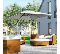 2.7x2.7m Garden Cantilever Parasol w/ 360° Rotation Crank Handle Tilt Grey Outsunny Grey One Size