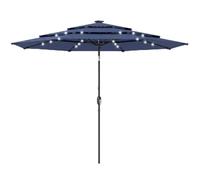 Outsunny 2.8 m Garden Parasol Umbrella with Light, Patio Umbrella, Navy Blue - Modern - Garden Parasol - Navy blue
