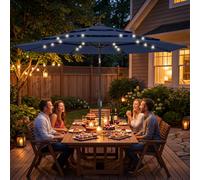 Outsunny 2.8 m Garden Parasol Umbrella with Light, Patio Umbrella, Navy Blue - Modern - Garden Parasol - Navy blue