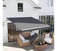 Outsunny Garden Patio Retractable Manual Awning 3 x 2.5m Canopy with Crank Handle Dark Grey