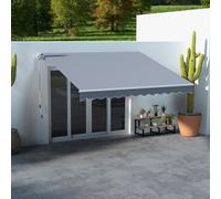 Outsunny 3 x 2.5m Garden Patio Manual Awning, Retractable Canopy Sun Shade Shelter with Fittings and Crank Handle, Grey