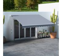 Outsunny 3 x 2.5m Garden Patio Manual Awning, Retractable Canopy Sun Shade Shelter with Fittings and Crank Handle, Grey