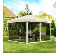 OUTSUNNY 2.97 x 2.97m Gazebo Canopy Pop Up Tent Mesh Screen Garden Shade Mesh in Tan Outsunny Tan