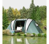 Outsunny 2 Bedroom Camping Tent With Living Area, 3000Mm Waterproof In Green Green