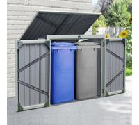Outsunny 5ft x 3ft Metal Garden Shed, Storage Shed with Chain Lid, Waterproof Openable Front & Top Doors, Outdoor Storage Great for 2 Trash Bins, Garden Tools