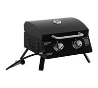 OUTSUNNY Portable Tabletop Gas BBQ Grill Barbecue w/ 2 Burner Lid Thermometer in Black Outsunny Black