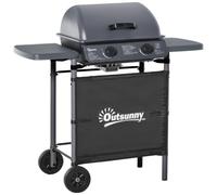 Outsunny Propane Gas Barbecue Grill 2 Burner Cooking BBQ 5.6 kW w/ Side Shelves