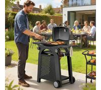 Outsunny 2 Burner Gas Grill, 3.8 Kw Barbecue Grill With Cast Iron Grates In Black Black