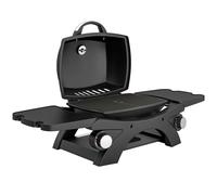 Outsunny 2 Burner Gas Grill with 2 Detachable Side Tables, 3.8 KW Steel Barbecue Grill with Cast Iron Grates, Lid, Thermometer