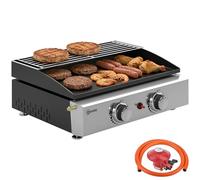 Outsunny 2 Burner Grill Griddle Portable Gas Plancha 5 kW Black