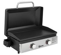 Outsunny 2 Burner Grill Griddle, Portable Gas Plancha, 6 kW, Tabletop Gas BBQ with Grease Cup for Camping Picnic Patios, Black