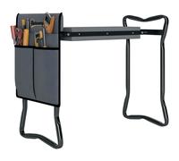 Outsunny 2 in 1 Garden Kneeler Seat, Kneeling Pad Support Bench, Foldable Knee Protector with Tool Bag, Grey Grey