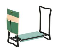 Outsunny 2 in 1 Garden Kneeler Seat, Kneeling Pad Support Bench, Foldable Knee Protector with Tool Bag, Green Green