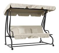 Outsunny 2-in-1 Garden Swing Chair for 3 Person w/ Adjustable Canopy, Cream