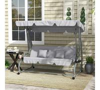 OUTSUNNY 2-in-1 Garden Swing Chair for 3 Person w/ Adjustable Canopy in Light Grey Outsunny Light Grey
