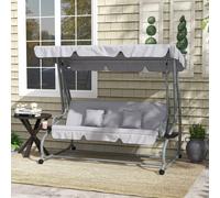OUTSUNNY 2-in-1 Garden Swing Chair for 3 Person w/ Adjustable Canopy in Light Grey Outsunny Light Grey