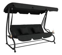 Outsunny 2-in-1 Garden Swing Seat Bed 3 Seater Convertible Bench Black