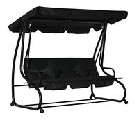 Outsunny 2-in-1 Garden Swing Seat Bed, 3 Seater Convertible Swing Chair Bench with Tilting Canopy, Cushioned Seat and 2 Pillows for Patio, Garden, Black