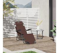 Outsunny 2 in 1 Outdoor Folding Sun Lounger w/ Adjustable Back and Pillow Beige - Brown - Metal, Oxford Cloth - 135cm x 60cm x 89cm