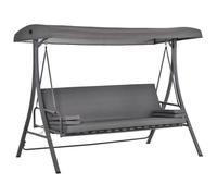 Outsunny 2-In-1 Patio 3 Seater Swing Chair Hammock With Cushion Canopy In Grey Grey