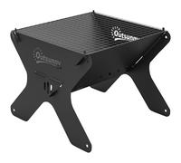 Outsunny 2-In-1 Portable BBQ Grill and Camping Fire Pit, Tabletop Charcoal Barbecue Grill with Gripper, Gloves and Carry Bag