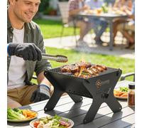 Outsunny 2-In-1 Portable Bbq Grill And Camping Fire Pit With Gloves In Black Black