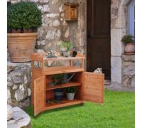 Outsunny 2 In 1 Potting Bench Table W/ Storage Cabinet And Galvanized Table Top