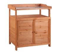 Outsunny 2 In 1 Potting Bench Table w/ Storage Cabinet and Galvanized Table Top