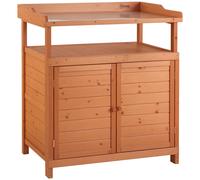 Outsunny 2 In 1 Potting Bench Table W/ Storage Cabinet And Galvanized Table Top In Orange Orange