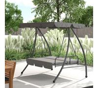 Outsunny 2-in-1 Swing Chair 3 Seater Hammock Cushion Bed Tilt Canopy, Grey