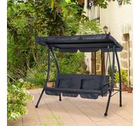 OUTSUNNY 2-in-1 Swing Chair 3 Seater Hammock Cushion Bed Tilt Canopy in Grey Outsunny Grey