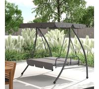 Outsunny 2-In-1 Swing Chair 3 Seater Hammock Cushion Bed Tilt Canopy In Light Grey Light Grey