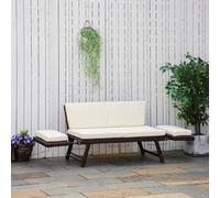 Outsunny 2 In 1Rattan Folding Chaise Lounger W/ Cushion For Garden Beige