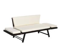 Outsunny 2 in 1Rattan Folding Chaise Lounger w/ Cushion for Garden Beige
